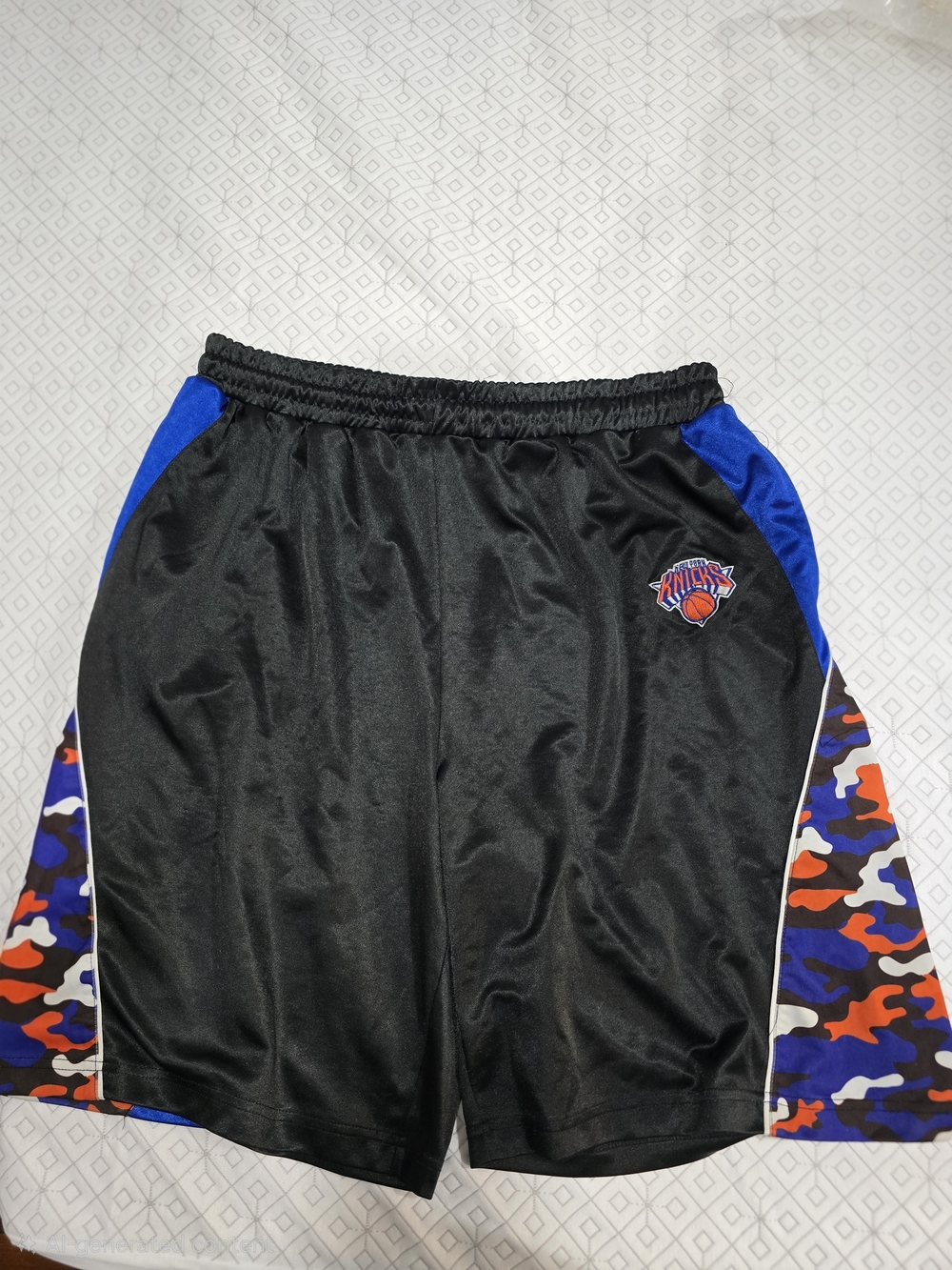 UNK NY Knicks Black, Blue & Orange Camo Basketball Shorts